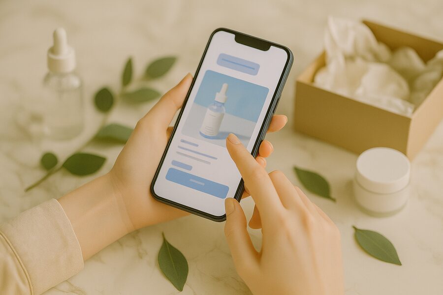 A brand owner managing her online store on a phone